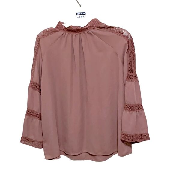 Charlotte Russe | Mauve Pink Cold Shoulder Lace trim Feminine Blouse Top Shirt - Picture 1 of 12